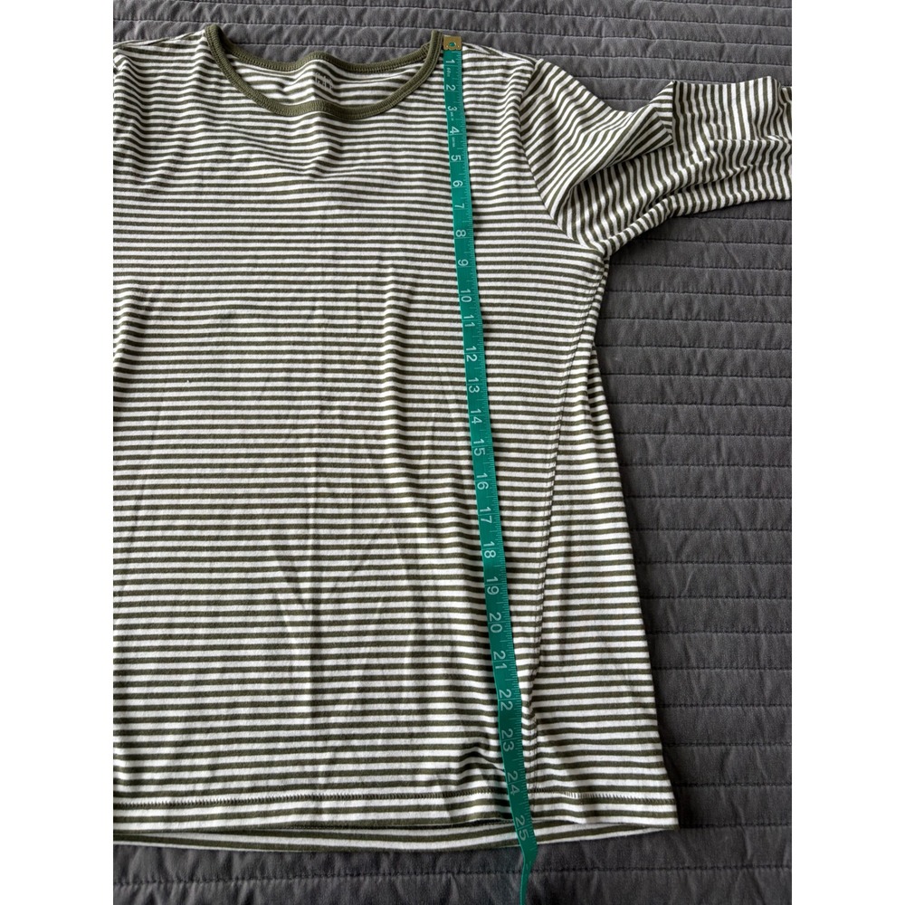 Gap Feather Tee Womens Large L Olive Green White Striped Long Sleeve Crew Neck - Picture 6 of 7
